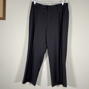 Vinci Pleated Dress Pants Men's 38S High Rise Dark Gray Office Business